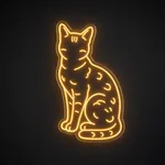 LED-neonskilt Bengal Cat i varmgul på gjennomsiktig, formskåret akrylplate