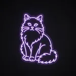 Néon LED Birman Cat em violeta sobre placa de acrílico transparente recortada