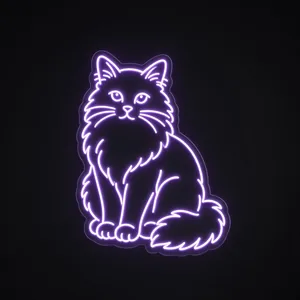 Néon LED Birman Cat violet, sur plaque en acrylique transparent découpée à la forme