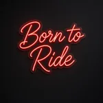 LED-neonbord Born to Ride in rood op transparante acrylplaat, op vorm gesneden