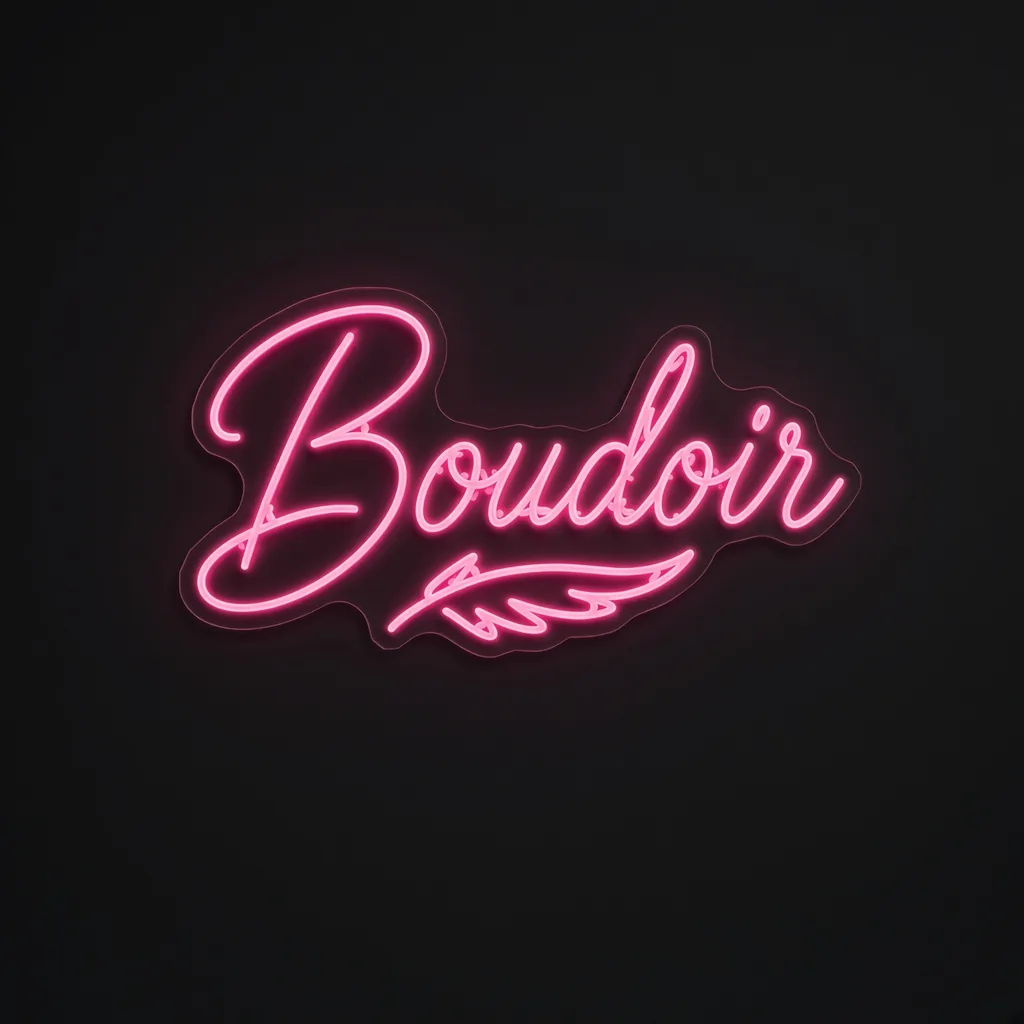 Neon LED Boudoir (róż) na przezroczystej płycie akrylowej wyciętej po konturze