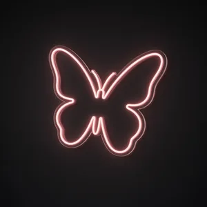 Néon LED Butterfly em rosa sobre placa de acrílico transparente recortada