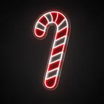 Πινακίδα νέον LED Candy Cane σε κόκκινο και ψυχρό λευκό, σε διάφανο ακρυλικό κομμένο στο σχήμα