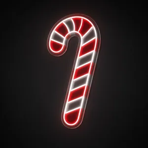 Neon LED Candy Cane rosso e bianco freddo su pannello in plexiglass trasparente sagomato