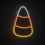 Néon LED Candy Corn jaune chaud, orange et blanc froid, sur plaque en acrylique transparent découpée à la forme