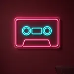 Néon LED Cassette Tape allumé, mis en situation dans un intérieur