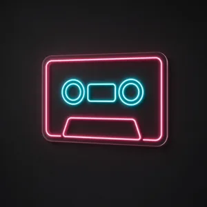 Neon LED Cassette Tape rosa e turchese su pannello in plexiglass trasparente sagomato