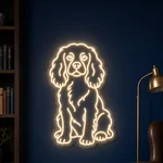 Néon LED Cavalier King Charles allumé, mis en situation dans un intérieur
