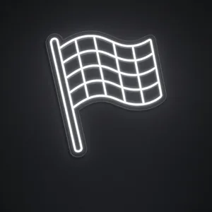 Checkered Flag LED neon sign in cool white on a clear cut-to-shape acrylic backboard