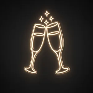 Néon LED Cheers blanc chaud, sur plaque en acrylique transparent découpée à la forme