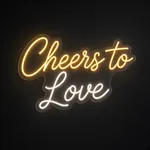 Neon LED Cheers to Love giallo caldo e bianco caldo su pannello in plexiglass trasparente sagomato