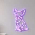 Néon LED Chihuahua allumé, mis en situation dans un intérieur