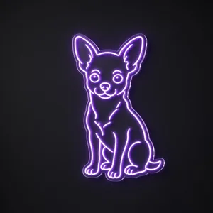 Néon LED Chihuahua violet, sur plaque en acrylique transparent découpée à la forme
