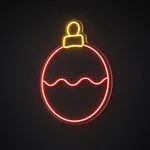 Πινακίδα νέον LED Christmas Bauble σε κόκκινο και θερμό κίτρινο, σε διάφανο ακρυλικό κομμένο στο σχήμα