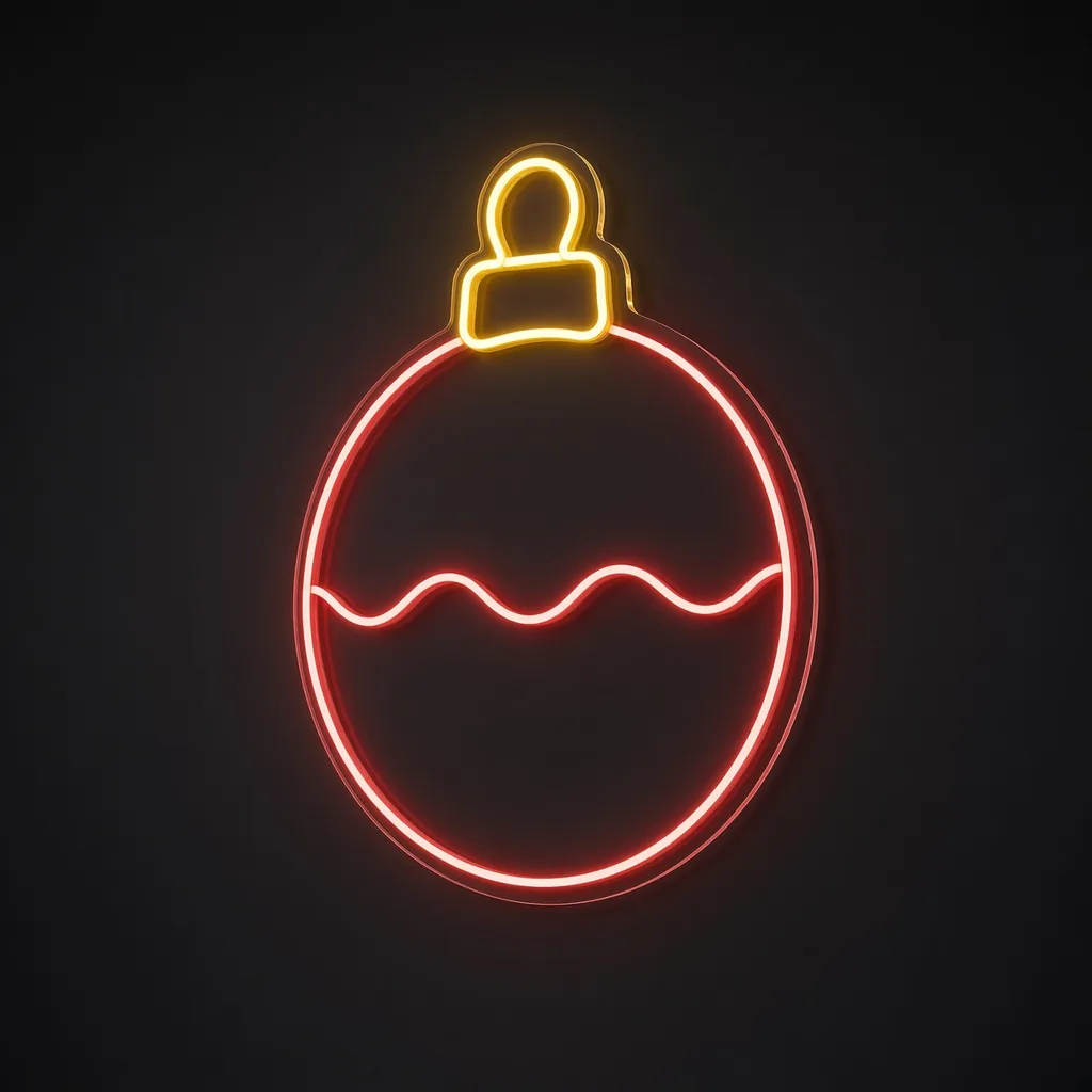Πινακίδα νέον LED Christmas Bauble σε κόκκινο και θερμό κίτρινο, σε διάφανο ακρυλικό κομμένο στο σχήμα
