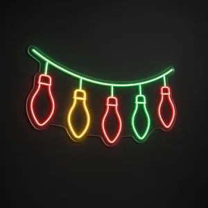 Neon LED Christmas Lights verde, rosso e giallo caldo su pannello in plexiglass trasparente sagomato