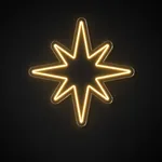 Πινακίδα νέον LED Christmas Star σε θερμό κίτρινο, σε διάφανο ακρυλικό κομμένο στο σχήμα