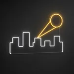 Néon LED City Signal blanc froid et jaune chaud, sur plaque en acrylique transparent découpée à la forme