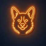 Néon LED Corgi allumé, mis en situation dans un intérieur