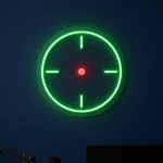 Brandend LED-neonbord Crosshair in een interieur