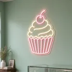 Néon LED Cupcake allumé, mis en situation dans un intérieur