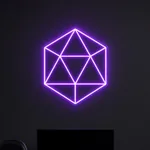 Néon LED D20 Dice aceso num ambiente interior