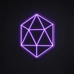 D20 Dice LED neon sign in purple on a clear cut-to-shape acrylic backboard
