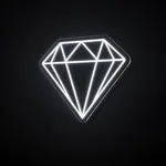 Πινακίδα νέον LED Diamond σε νέον μπλε, σε διάφανο ακρυλικό κομμένο στο σχήμα