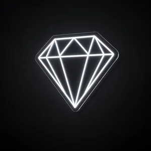 Diamond LED neon sign in neon blue on a clear cut-to-shape acrylic backboard