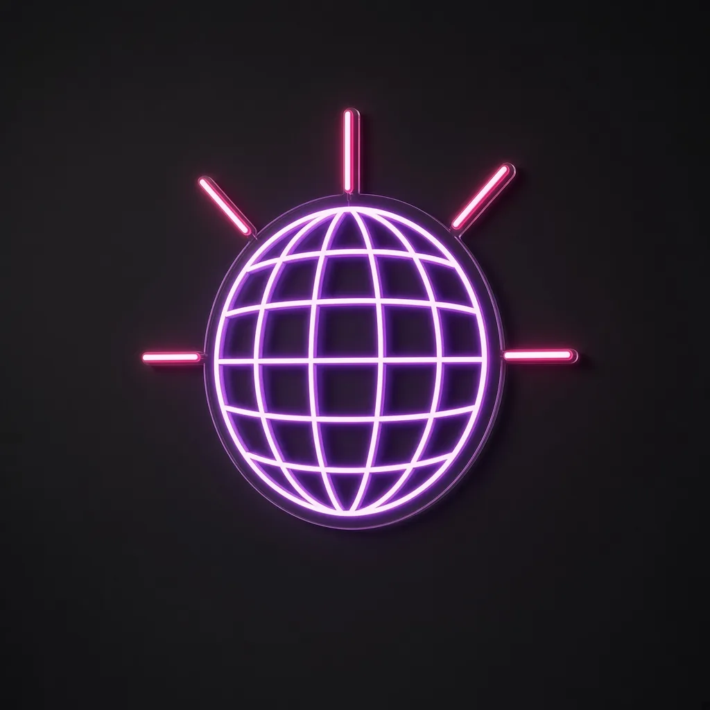 Néon LED Disco Ball violet et rose, sur plaque en acrylique transparent découpée à la forme