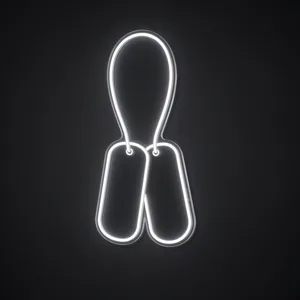 LED-neonbord Dog Tags in koelwit op transparante acrylplaat, op vorm gesneden