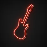Néon LED Electric Guitar rouge, sur plaque en acrylique transparent découpée à la forme