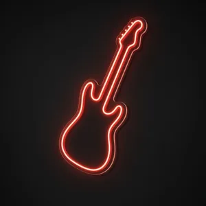 Néon LED Electric Guitar rouge, sur plaque en acrylique transparent découpée à la forme
