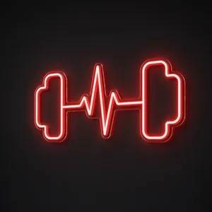 Néon LED Fitness Pulse rouge, sur plaque en acrylique transparent découpée à la forme