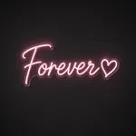 LED-Neonschild Forever in Rosa auf transparenter, konturgeschnittener Acrylplatte