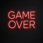 Néon LED Game Over rouge, sur plaque en acrylique transparent découpée à la forme