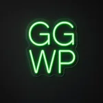 Néon LED GG WP em verde sobre placa de acrílico transparente recortada
