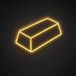 Néon LED Gold Bar em amarelo quente sobre placa de acrílico transparente recortada