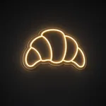 Néon LED Golden Croissant jaune chaud, sur plaque en acrylique transparent découpée à la forme