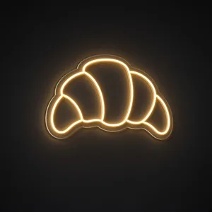 Néon LED Golden Croissant jaune chaud, sur plaque en acrylique transparent découpée à la forme