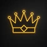 LED-Neonschild Golden Crown in Warmgelb auf transparenter, konturgeschnittener Acrylplatte