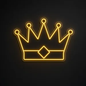 Golden Crown LED neon sign in warm yellow on a clear cut-to-shape acrylic backboard