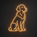 Néon LED Golden Retriever orange, sur plaque en acrylique transparent découpée à la forme