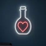 Health Potion LED neon sign switched on in a real interior