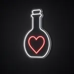 Health Potion LED neon sign in cool white and red on a clear cut-to-shape acrylic backboard