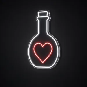 Neon LED Health Potion bianco freddo e rosso su pannello in plexiglass trasparente sagomato