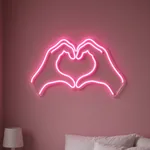 Αναμμένη πινακίδα νέον LED Heart Hands σε εσωτερικό χώρο