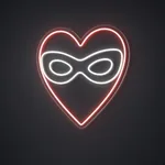 LED-neonbord Hero Heart in rood en koelwit op transparante acrylplaat, op vorm gesneden