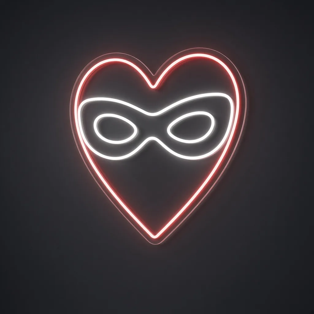 LED-neonbord Hero Heart in rood en koelwit op transparante acrylplaat, op vorm gesneden