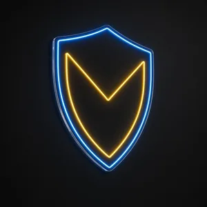 Neon LED Hero Shield blu neon e giallo caldo su pannello in plexiglass trasparente sagomato